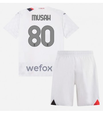 AC Milan Yunus Musah #80 Bortaställ Barn 2023-24 Kortärmad (+ Korta byxor)